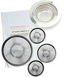 VIP Home Essentials Stainless Mesh Sink Strainers Variety 5 Pack With VIP Branded Packaging
