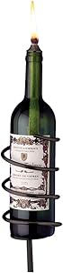 Oenophilia Afterglow Garden Stake Wine Bottle Wick Candle Holder - Black