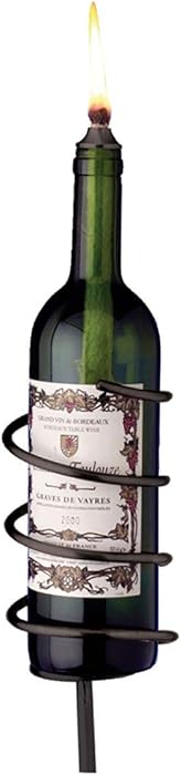 Oenophilia Afterglow Garden Stake Wine Bottle Wick Candle Holder - Black