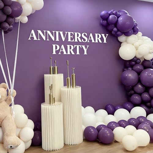 3Pcs Cardboard Cylinder Stands, Foldable Round Pedestal Columns, Plinth Pillars Table for Birthday Party Wedding Ceremony Baby Shower Display Decoration, White