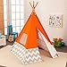 KidKraft Deluxe Bamboo and Canvas Play Teepee, Children's Furniture – Orange and Chevron Print, Gift for Ages 3+