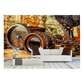 Vintage Grunge Still Life. Vintage Items on Ancient Map. - Removable Wall Mural | Self-Adhesive Large Wallpaper - 66x96 inches