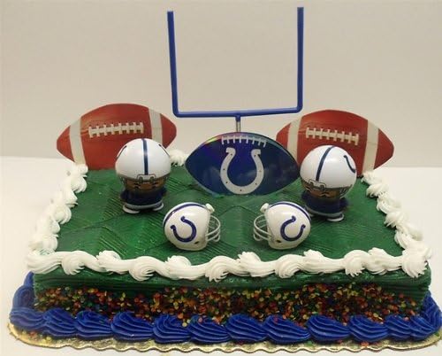 NFL Football Indianapolis Colts Birthday Cake Topper Set Featuring Colts Helmets and Colts Decorative Pieces