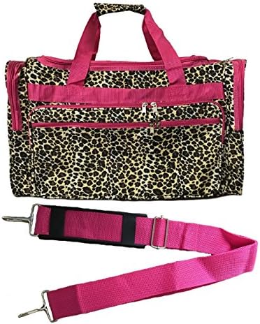 Unique Traveler22-inch Travel Duffle Bag | Multiple Designs to Choose From | Perfect Travel Size Duffel Bag by Unique Traveler (Leopard-Pink Trim)