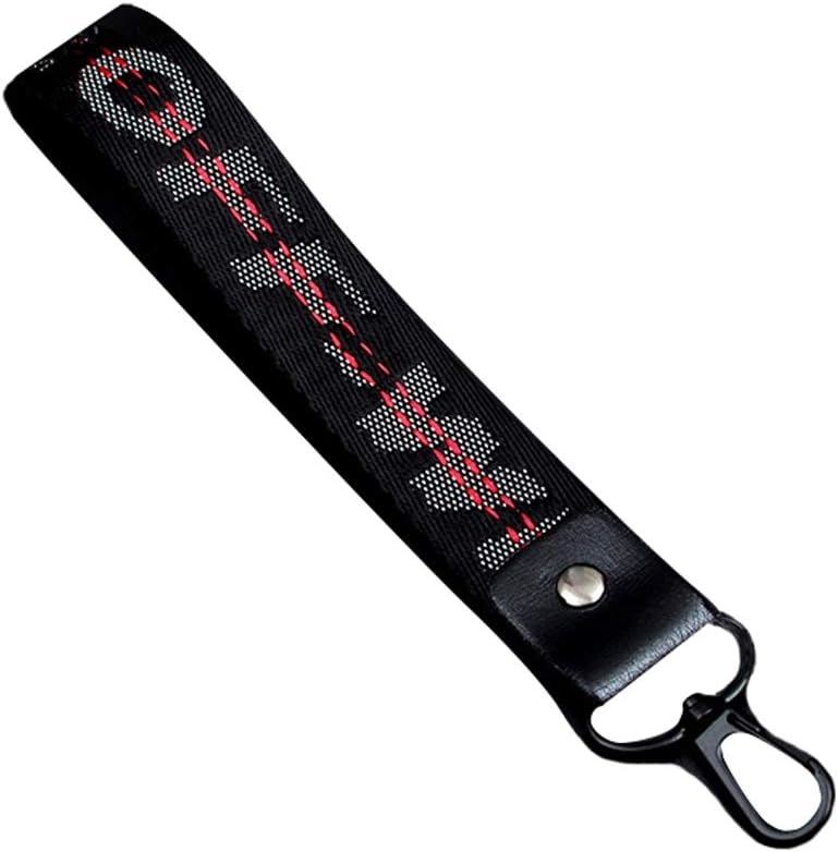 Off OW Industrial Belt Strap Lanyard Personality Letter Embroidery Canvas lanyards for Keychains,Badge Holder,ect. (Black2-7.5in)