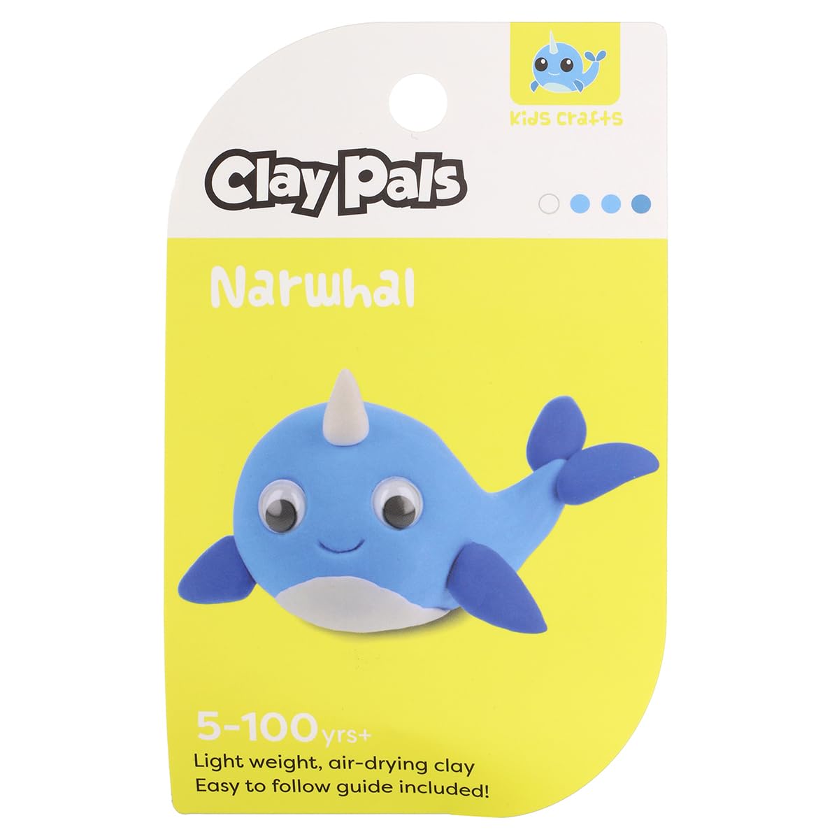 Clay Pals Narwhal - Easy Sculpt Fun Fast Air Drying Non Toxic Quick Dry Ultra Light Creative Clay Art and Craft Modelling Set for Kids