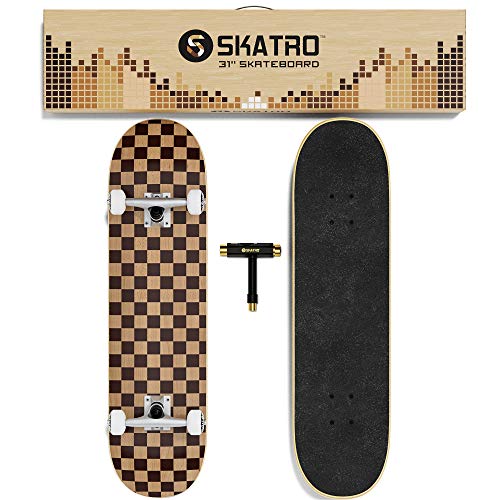 Skatro - Pro Skateboard 31" Complete Skateboard. Skate Board Ages: Adults, Boys, Girls, Beginners, and Kids