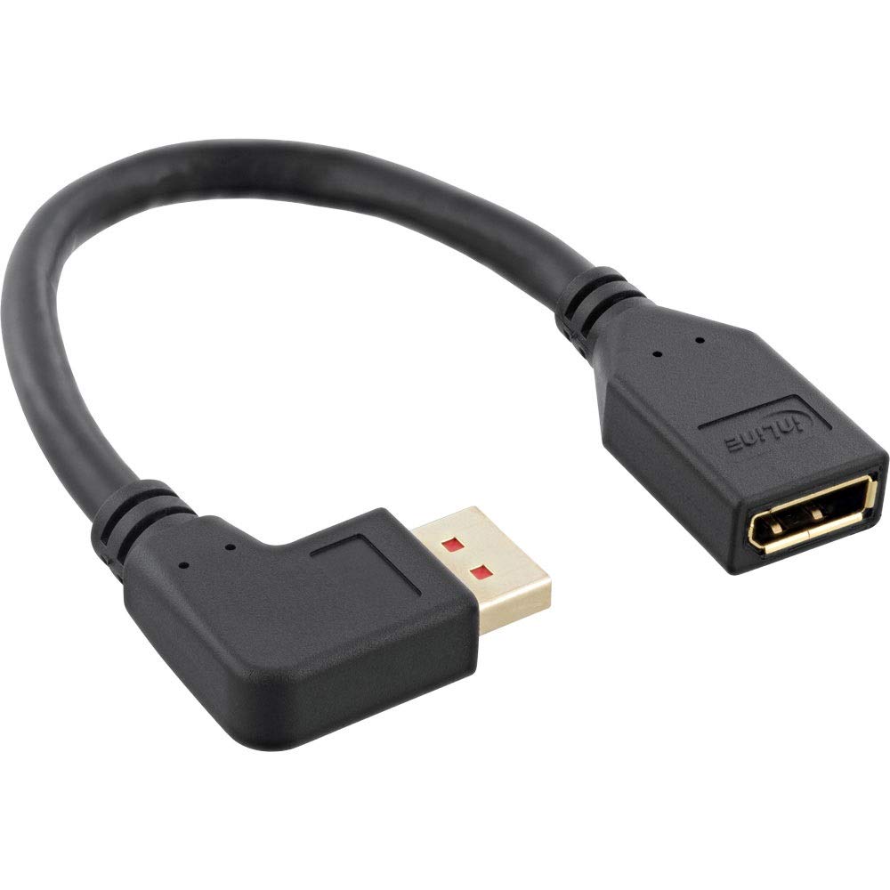 InLine® DisplayPort 1.4 Adaptor Cable ST/BU, 8K4K, Left Angled, Black/Gold, 0.15 m
