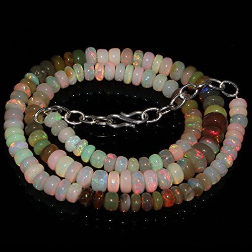 97 Carats Natural Ethiopian Welo Fire Opal Rondelle Beads Necklace