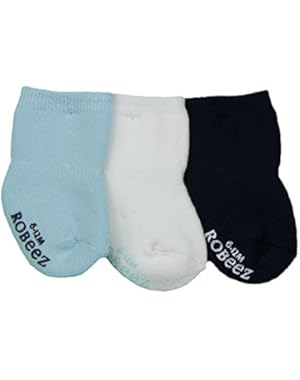 Baby-Boy 3 Pack Terry Newborn Baby Socks Baby Booties White Blue Navy