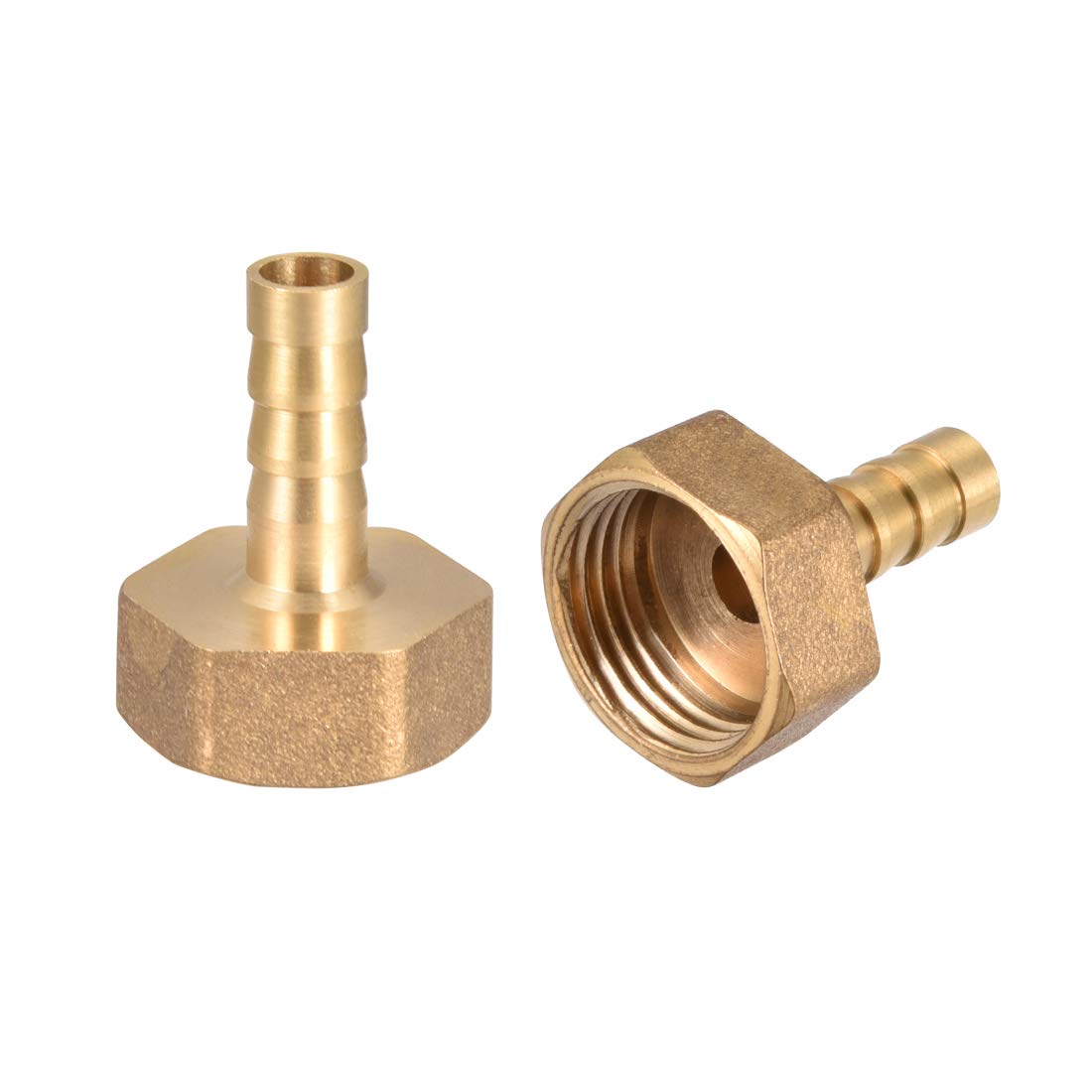 sourcing map Brass Hose Barb Fitting Connector, 8mm Barb G1/2 Female Thread Pipe Adapter, 2Pcs