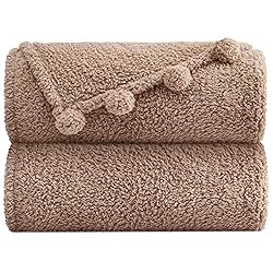 Sherpa Throw Blanket for Couch - 60x80, Beige with