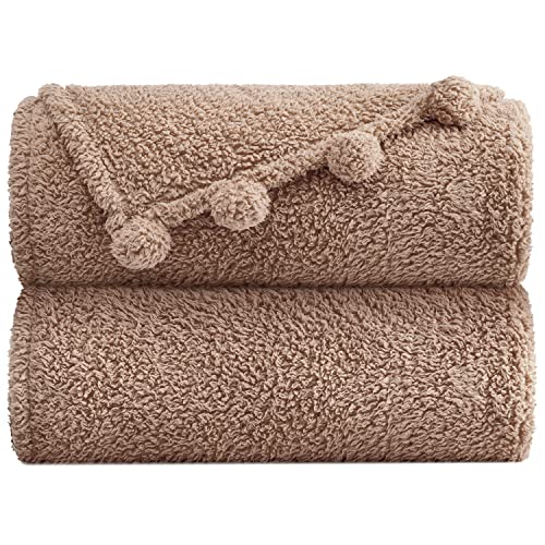 Sherpa Throw Blanket for Couch - 60x80, Beige with