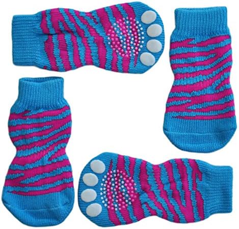 Posch Anti-Slip Knit Socks for pets with Traction Soles for Indoor Wear, Slip On Paw Protectors