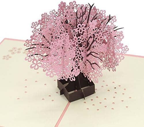 Cute Star Cherry Tree 3D Pop Up Greeting Cards with Envelope, Gift for Mother's Day Children's Day Birthday Best Wish Good Luck Wedding Invitation Congratulation (Blossom)