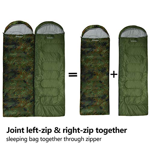 Envelope Sleeping Bag - 4 Seasons Warm Cold Weather Lightweight, Portable, Waterproof With Compression Sack for Adults & Kids - Indoor & Outdoor Activities: Traveling, Camping, Backpacking, Hiking - Thumbnail 6