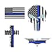 Reflective American Thin Blne Line Falg,Coross,Punisher Skull Decal Stickers (Thin Blue Iine(4-Pack))
