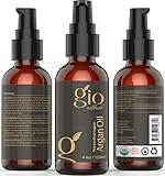 Gio Naturals Organic Moroccan Argan Oil, 4 oz - 100% Pure and USDA Certified for Face, Hair, Skin and Nails