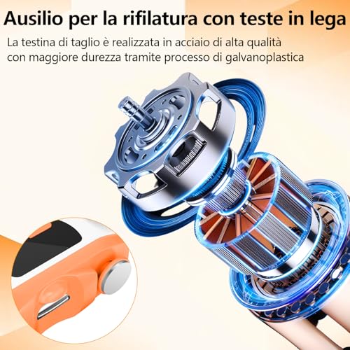 Tagliaunghie Elettrico Tagliaunghie per Piedi, 3 in 1 Tagliaunghie Automatico con LED, Tagliaunghie Elettrico Portatile per Unghie con 3 Velocità, Nessun Rumore, per Neonati, Adulti, Anziani-Orange