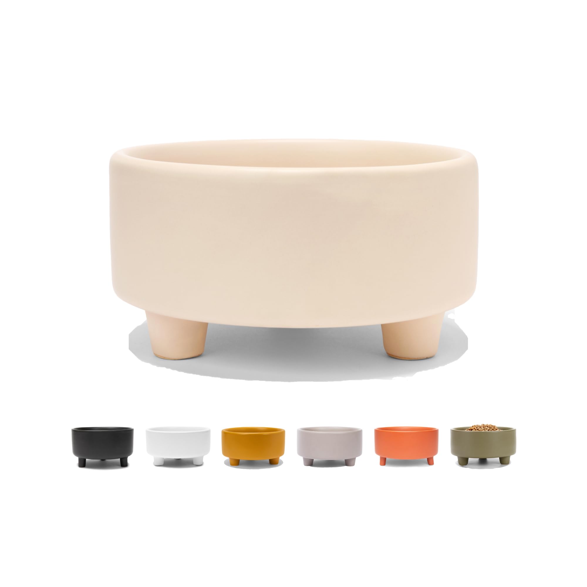 Photo 1 of Waggo Uplift Ceramic Dog Bowl for Small Medium and Large Breeds - Heavyweight and Durable Pet Food and Water Dish Crock, Dishwasher Safe, Modern, Elevated Feeder (Buttercream, Large)