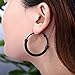 Black Hoop Earrings 40mm Circle Round Stainless Steel Minimalist Hoops Hypoallergenic for Women Sensitive Ears