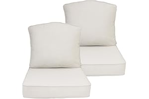 Goodgoods 24x24 inch Outdoor/Indoor Deep Seat Patio Cushions Set of 2 Resilient Foam Filling Water Repellent Stain-Resistant 