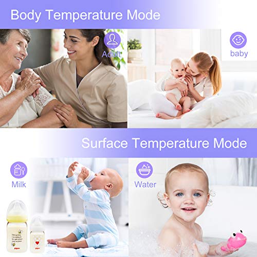 Thermometers for Adults Forehead, Fever Alarm 1 Second Reading Thermal Thermometer for Kids, Baby，Infrared Digital Thermometer Non Contact Thermometer,Purple