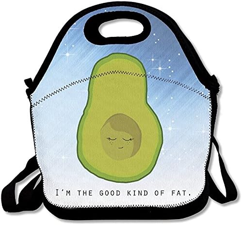 Starophi Avocado- I'm The Good Kind Of Fat Insulated Lunch Bag With Zipper,Carry Handle And Shoulder Strap For Adults Or Kids Black