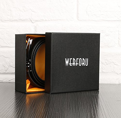 WERFORU Leather Ratchet Dress Belt for Men Perfect Fit Waist Size Up to 44" with Automatic Buckle