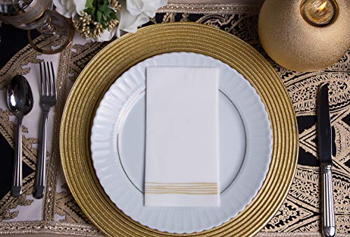Moyes Home Line Collection Air Laid Guest Towel,Perfect Size(16x8 inches,Pack of 100) Linen-Feel,Disposable Like Soft & Comfortable Perfect Dinner Napkins for Kitchen,Bathroom,Weddings or Event (GOLD)
