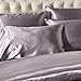 AiMay 3 Piece Satin Duvet Cover Set Bedding Sets 1800 Series Luxury Rich Silk Silky Super Soft Solid Color Reversible Comfortable Honeymoon Wrinkle Free (King, Grey)