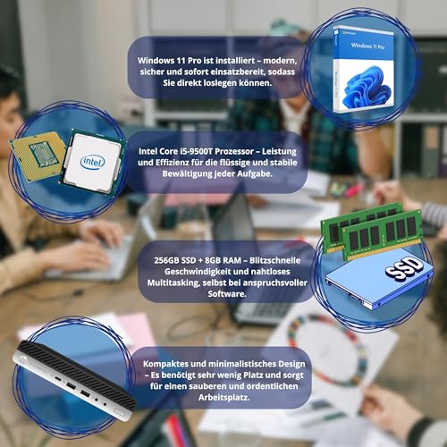 HP EliteDesk 800 G Intel i5 Business Office Multimedia Computer with 24 Months Warranty! USB 3.0 | WLAN | Windows 11 Prof. 64 Bit with USB Stick (800 G5 | 8 GB RAM | 256 GB SSD | W11 Pro)
