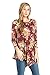 Frumos Womens Tunic 3/4 Sleeve Flower Print Tunic Top