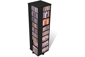BOWERY HILL 64" 4 Sided CD DVD Spinning Media Storage Tower in Black