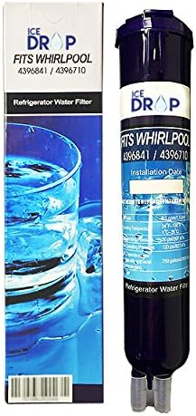 1 pack Ice Drop Compatible Whirlpool 4396841, 4396710, Kenmore 469030, Pur Filter 3 Water Filter Replacement Cartridge