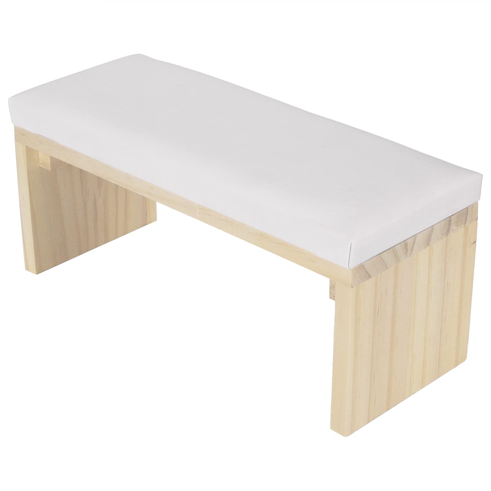 Nail Art Hand Pillow, Mat Soft PU Leather Wooden Stand Arm Rest Cushion for Nail Salon, Nail Art Stand for Nail Tech Use(white)