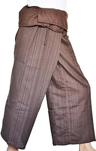 Fisherman Pants Yoga Trousers Free Size Cotton Dark Brown By Bjelly