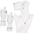 Kigley 3 Pcs Jewelry Mannequin Display Set Including Boutique Bust Holder Mannequin Earring Stand Hand Display Bracelet Ring Stand for Selling Show(White)