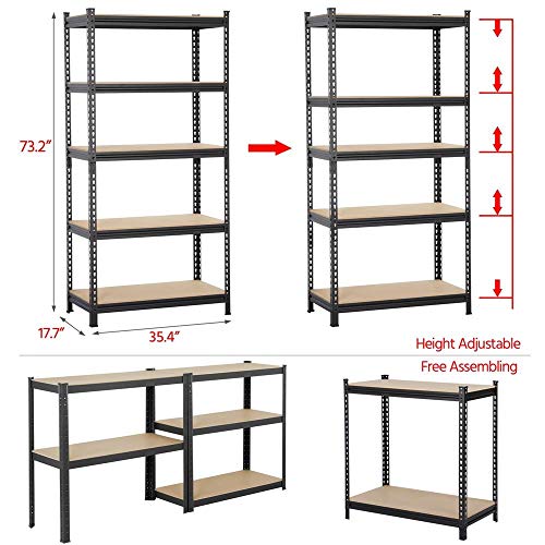 Yaheetech 5Tier Metal Garage Shelves Storage Rack Shelf Unit Heavy