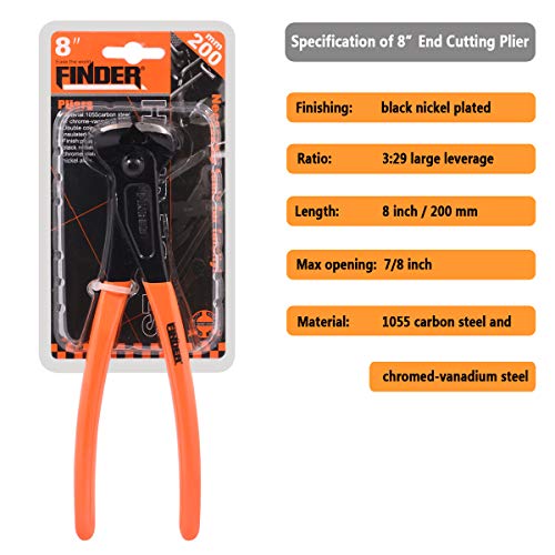 Finder End Cutting Plier High Leverage With Soft Grip-8 Inch - Thumbnail 5