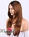 K’ryssma Long Natural Straight Ombre Synthetic Lace Front Wigs with Bangs, 2 Tones Dark Roots #4 to Brown #30 L Part Wig with Deep Side Parting Glueless Synthetic Wig for Women 20 inch (KMLM005)
