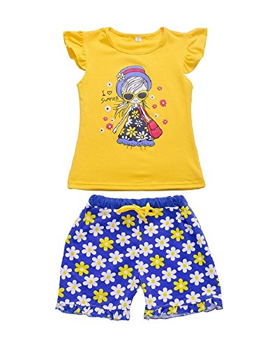 Yilaku Girls Clothing Sets Kids Baby Girls Clothes Tops and Shorts 2pcs Summer