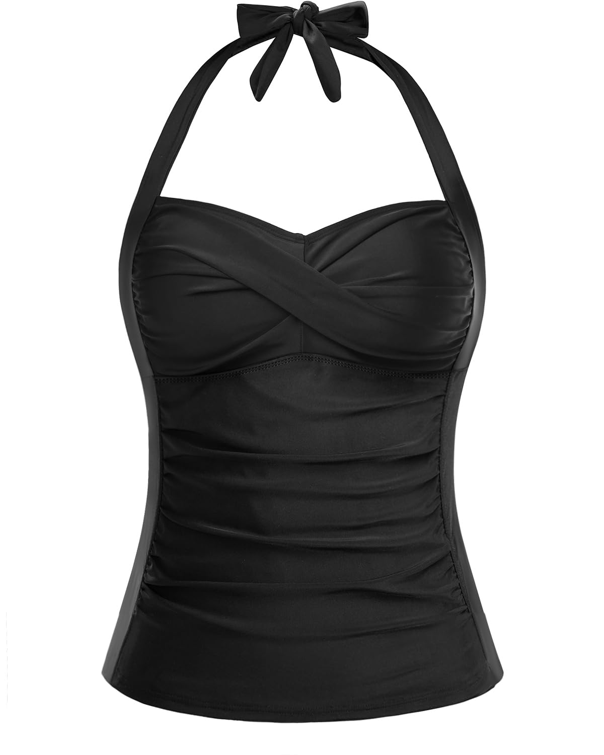 Photo 1 of *small* Women Tankini Bathing Suit Top - Halter Swim Tops Only Tummy Control No Bottom Swimwear Black S