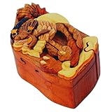 Handmade Wooden Intarsia TRICK SECRET Dragon art Puzzle Box (3210)