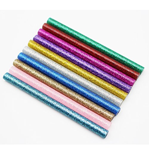 Jelacy 10 Color Glitter Hot Glue Gun Sticks Hot Melt Glue Sticks Mini