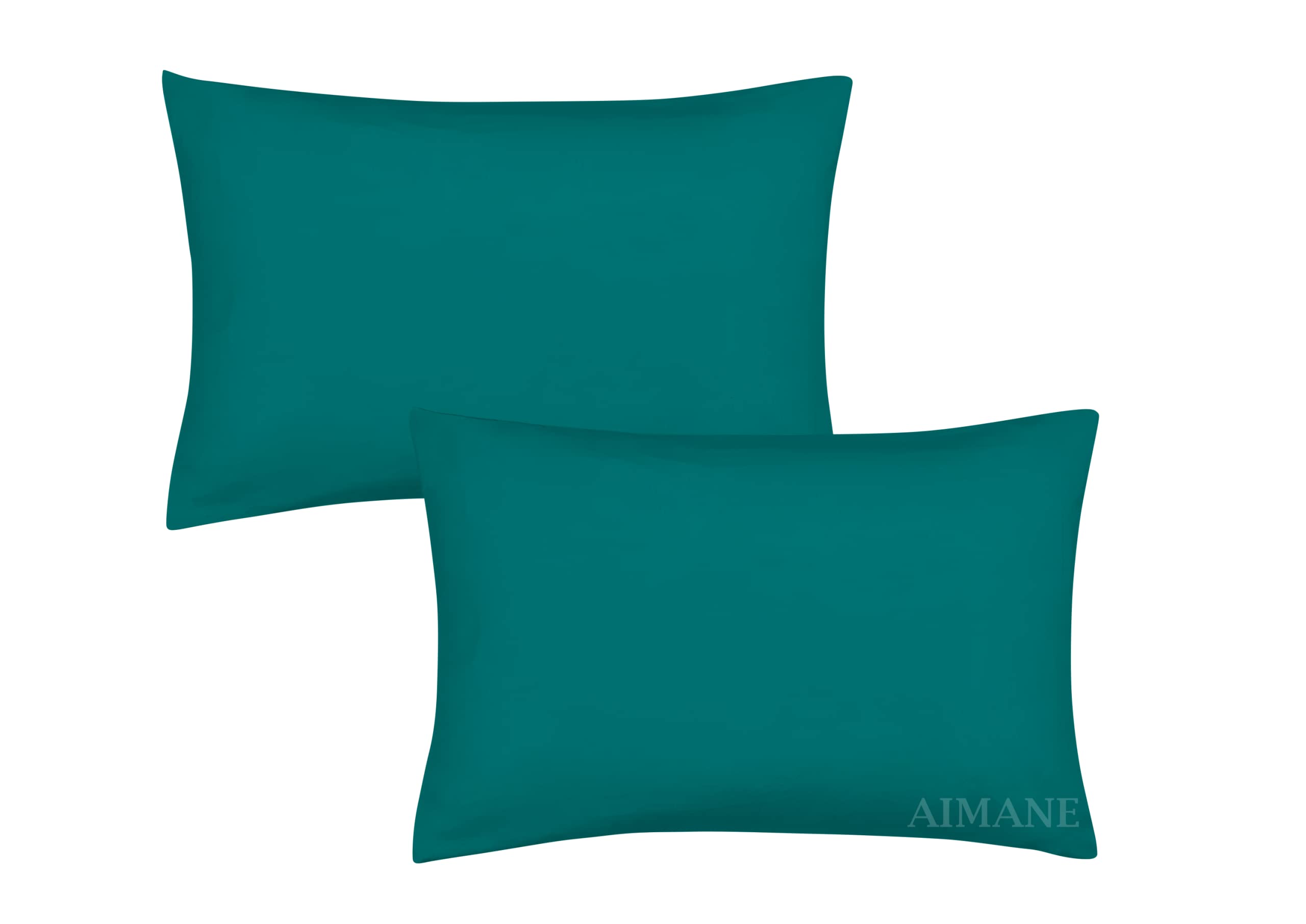 AIMANE® Percale Pair of Housewife Pillowcases 50 x 75 CM Polycotton Easy Care Plain Dyed Pillowcases Envelope Closure (Teal, Housewife Pillowcases)