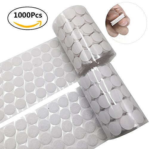 1000pcs adhesive (500 Pair Sets) 0.39in Diameter Sticky Back Coins Hook & Loop Self Adhesive Dots Tapes,10mm White