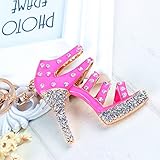 JewelBeauty Large Size Crystal High Heel Shoe Keychain Ladies Fashion Stiletto Shoe Handbag Charm Rhinestone Purse Charm Keyring Car Bling Keychain for Women (Pink)