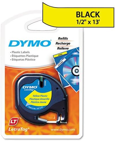 Genuine DYMO Black on Hyper Yellow Polyester LetraTAG Tape Label for Dymo LetraTag Plus LT100H Label Maker