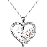 Yocoyee I Love You Forever Mom Heart Shape Pendant Necklace Dainty Mom Necklace for Mother's Day Jewelry-Crystal A